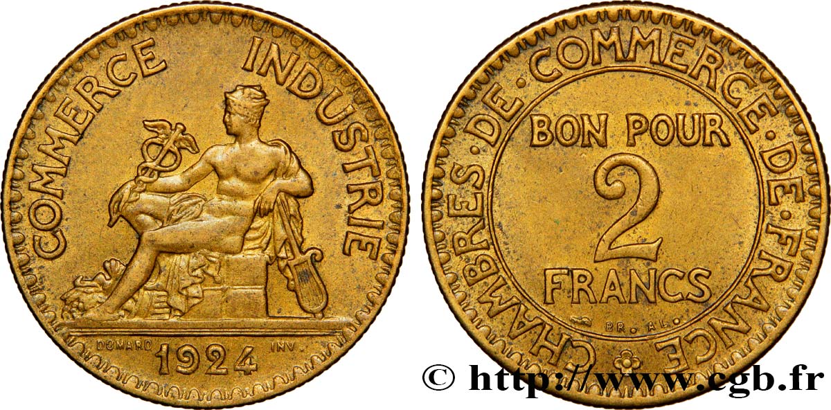 2 francs Chambres de Commerce 1924  F.267/6 VZ60 