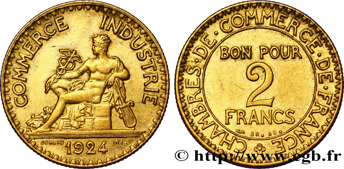 2 francs Chambres de Commerce 1924  F.267/6 MS60 