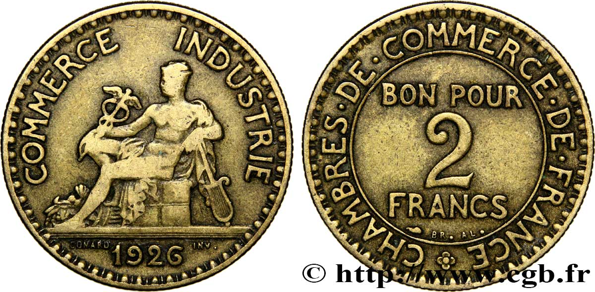 2 francs Chambres de Commerce 1926  F.267/8 VF30 
