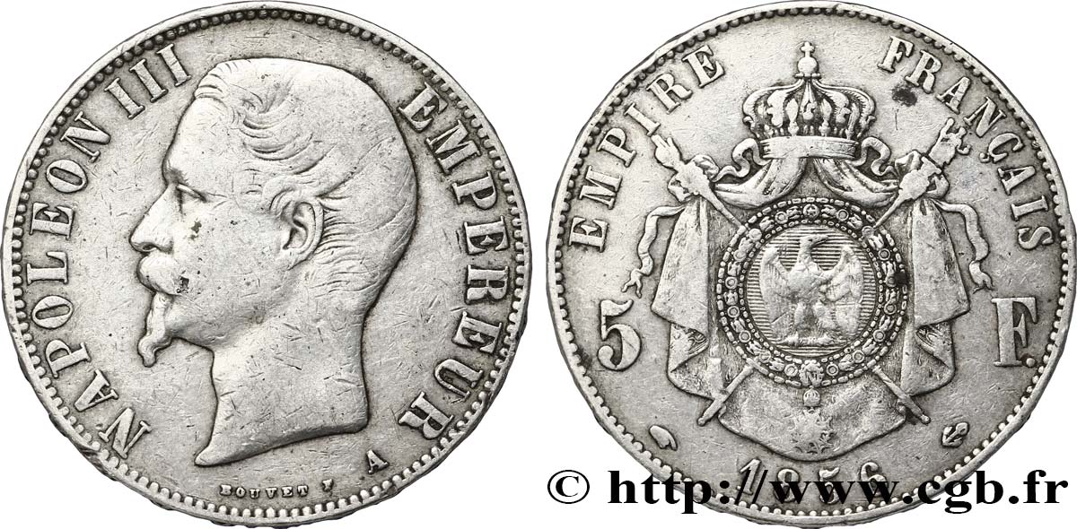 5 francs Napoléon III, tête nue 1856 Paris F.330/6 S30 