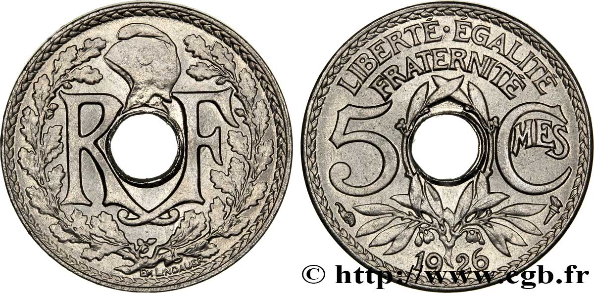 5 centimes Lindauer, petit module 1926  F.122/11 SUP62 
