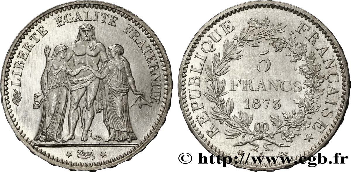 5 francs Hercule 1873 Paris F.334/9 VZ62 