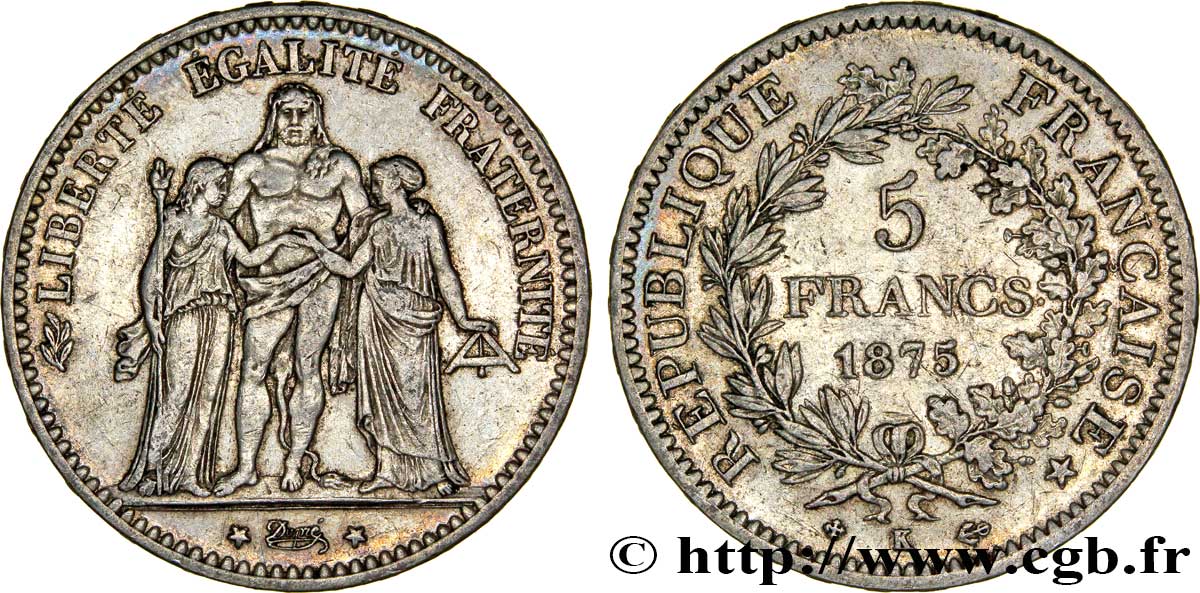 5 francs Hercule 1875 Bordeaux F.334/16 XF48 