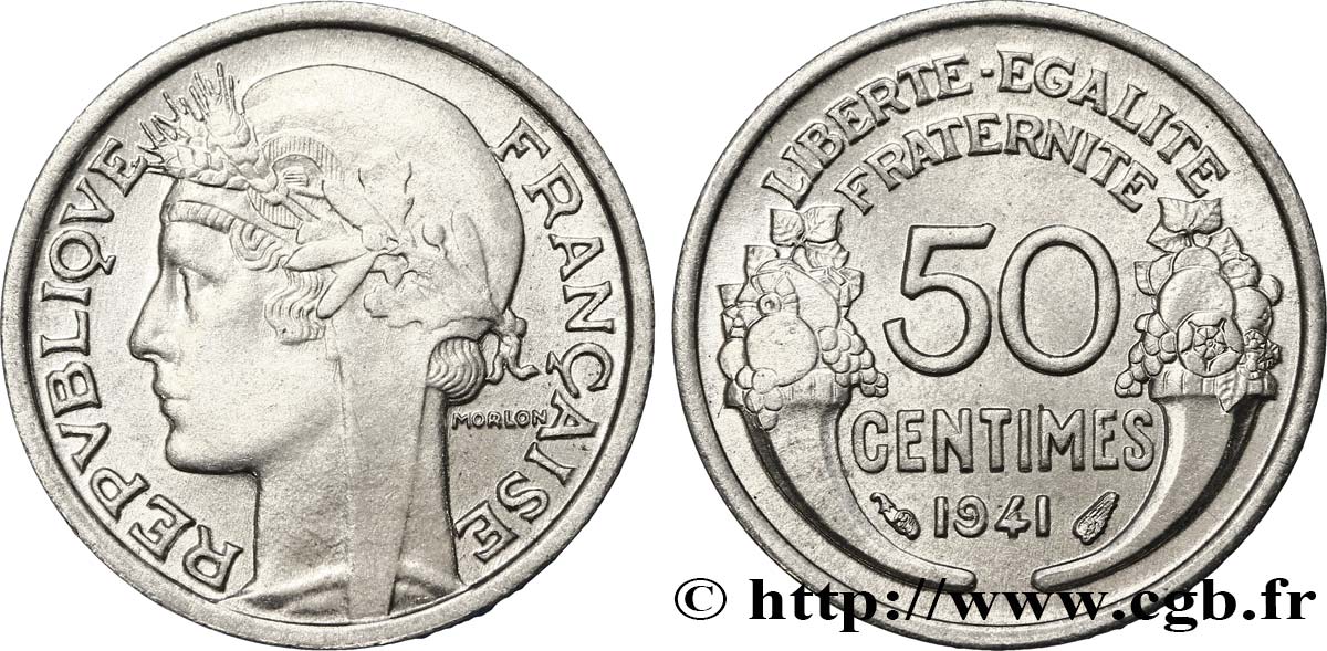 50 centimes Morlon, lourde 1941  F.193/2 MS63 