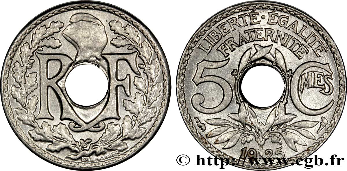 5 centimes Lindauer, petit module 1925  F.122/10 MS64 