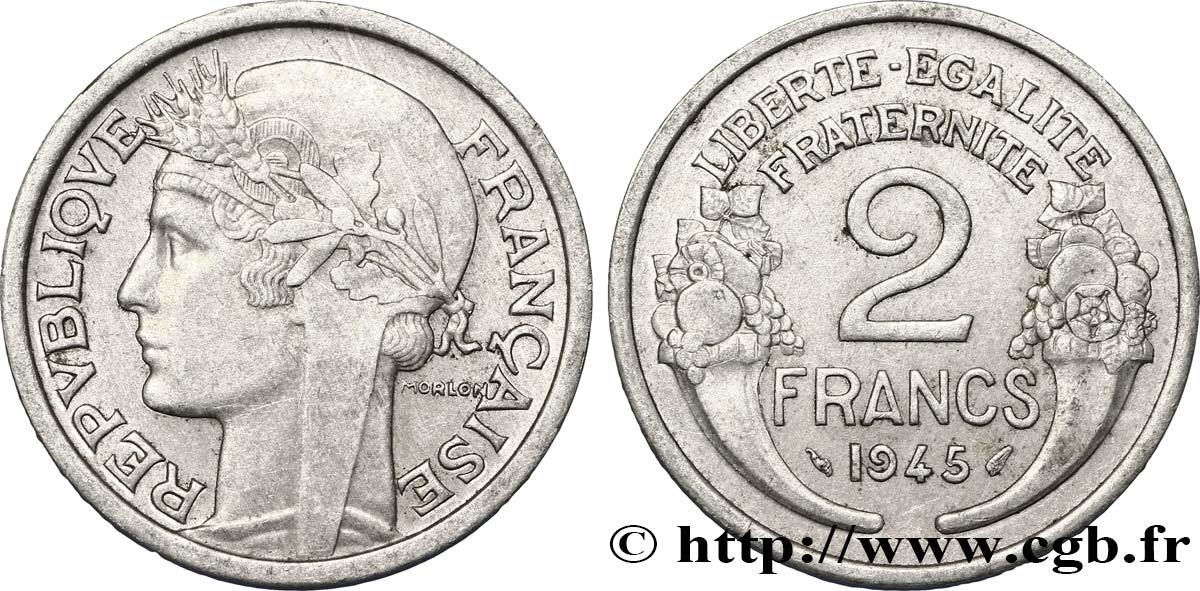 2 francs Morlon, aluminium 1945  F.269/5 MBC48 