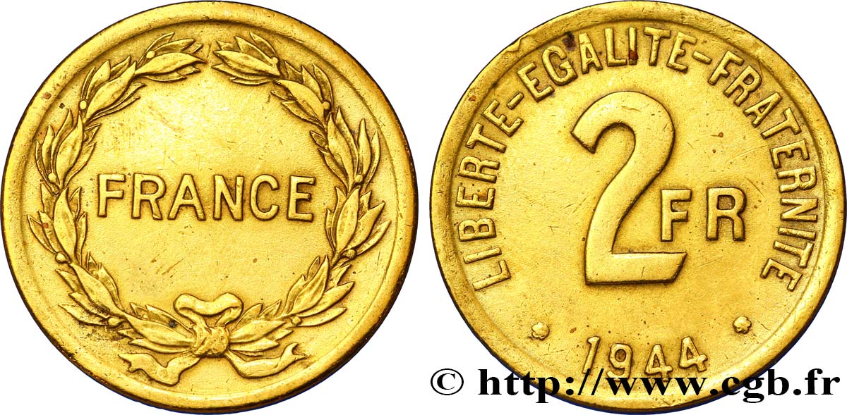 2 francs France 1944  F.271/1 MBC45 