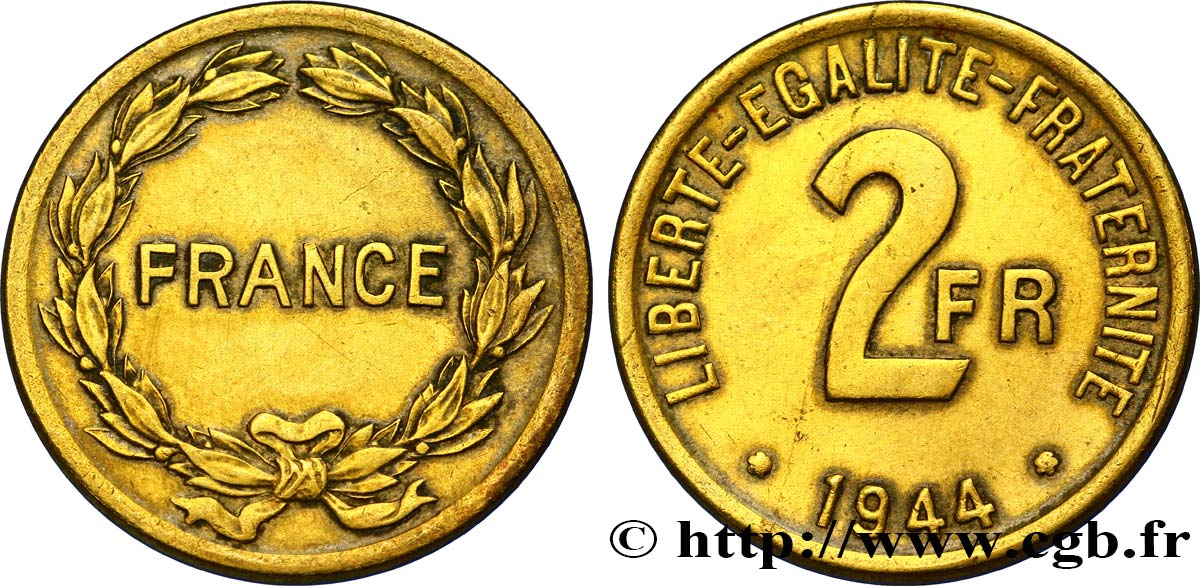 2 francs France 1944  F.271/1 MBC45 