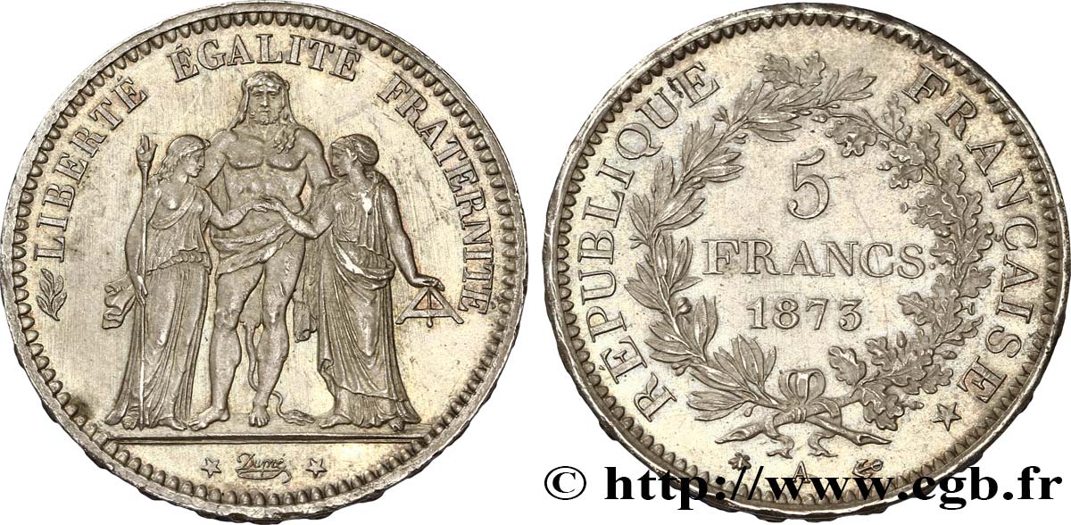 5 francs Hercule 1873 Paris F.334/9 SPL60 