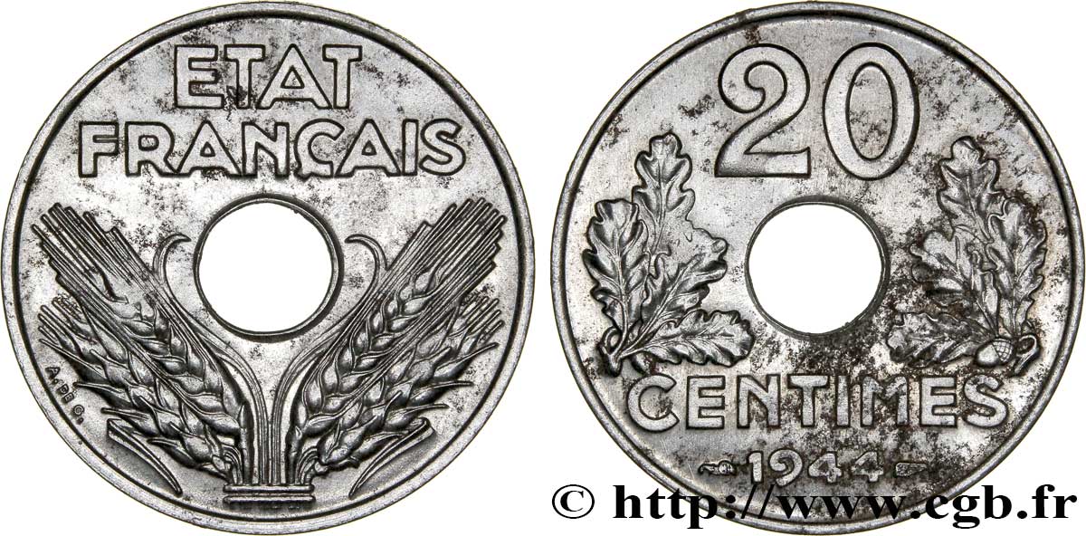 20 centimes fer 1944  F.154/3 TTB52 