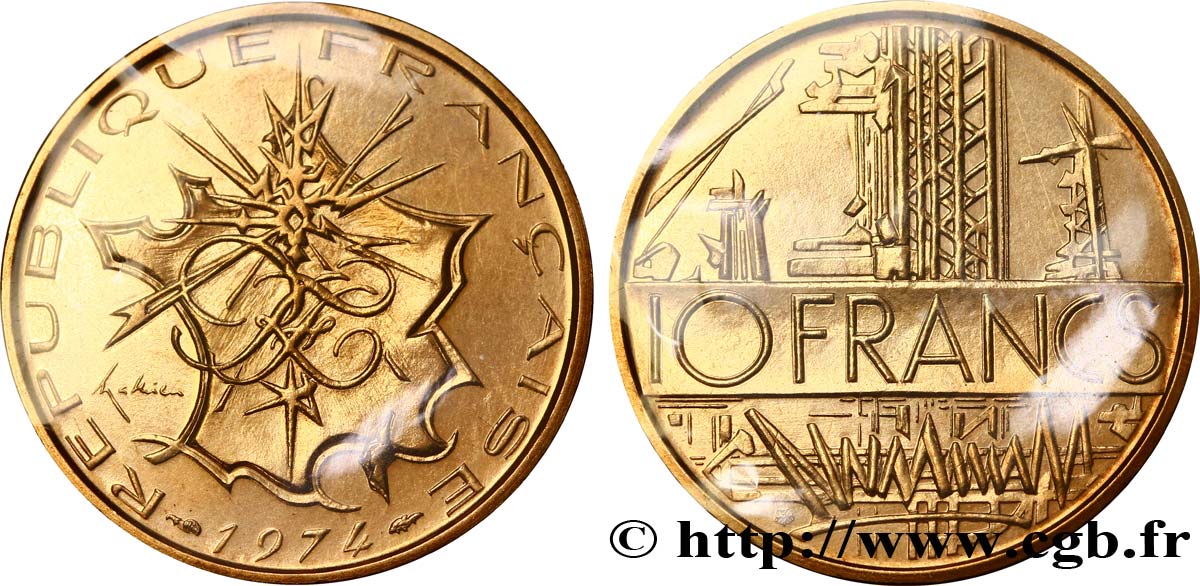 10 francs Mathieu, tranche A 1974 Pessac F.365/2 MS70 