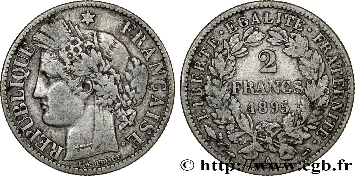 2 francs Cérès, avec légende 1895 Paris F.265/17 MBC45 