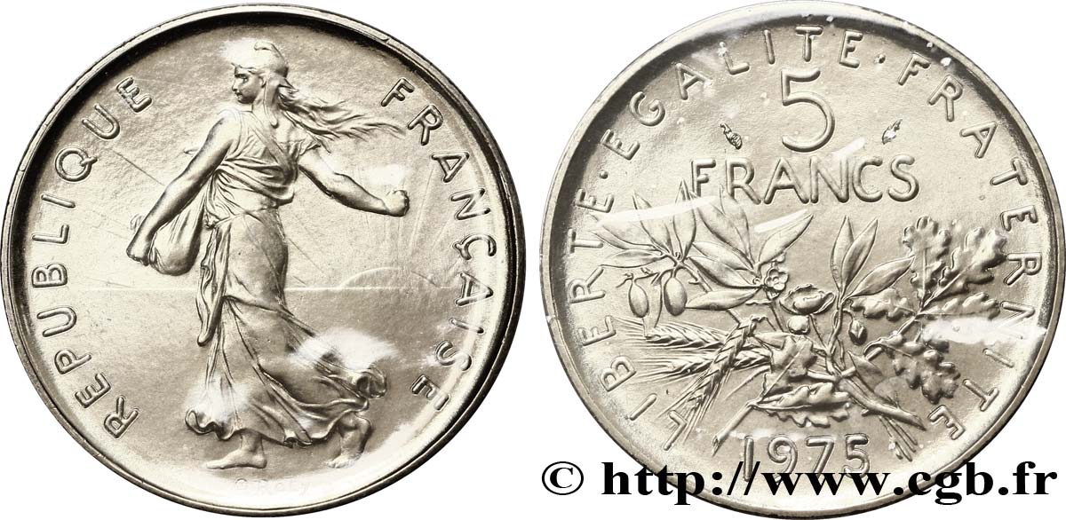 5 francs Semeuse, nickel 1975 Paris F.341/7 ST68 