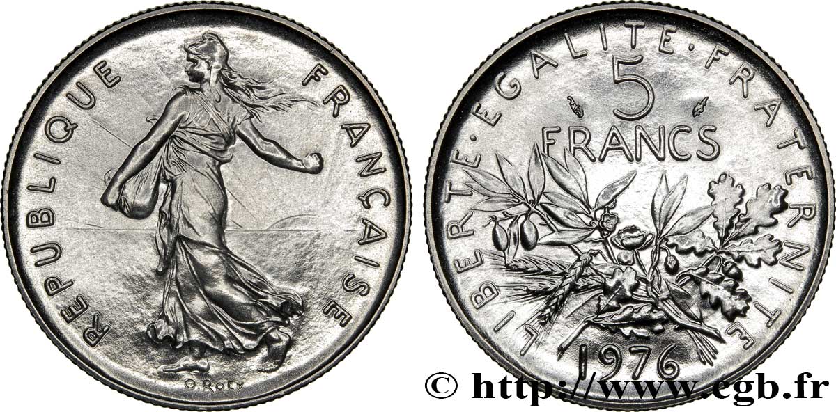 5 francs Semeuse, nickel 1976 Pessac F.341/8 FDC68 