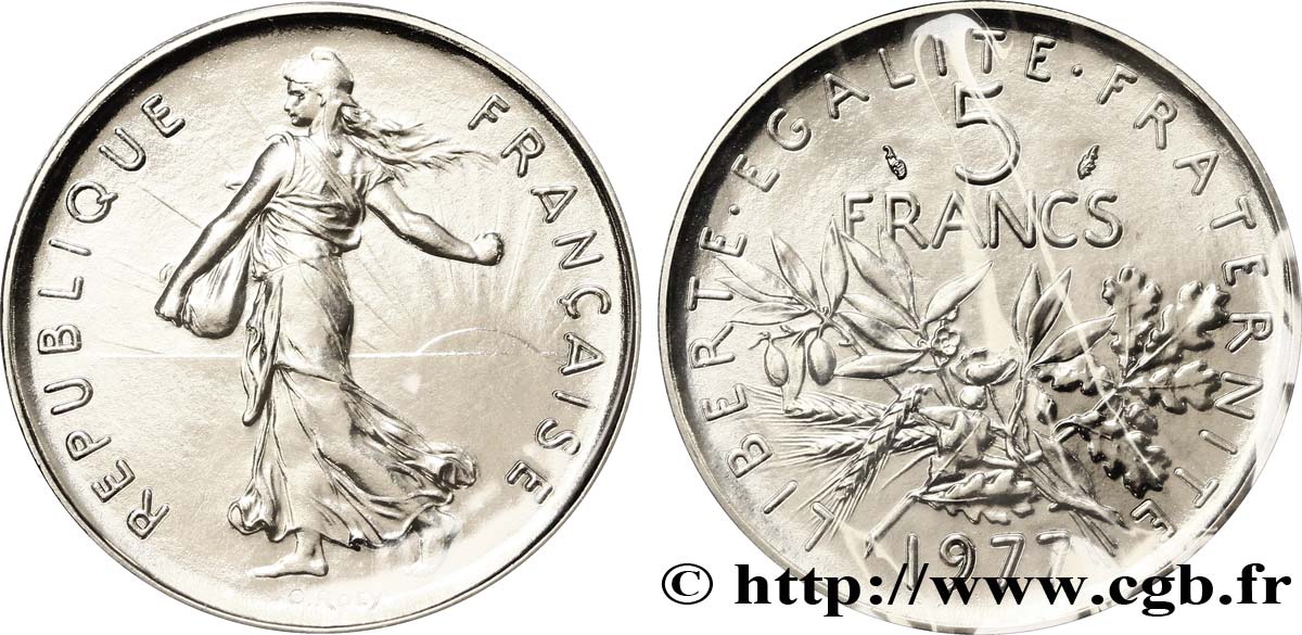 5 francs Semeuse, nickel 1977 Pessac F.341/9 MS68 