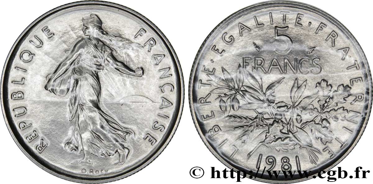 5 francs Semeuse, nickel 1981 Pessac F.341/13 MS70 