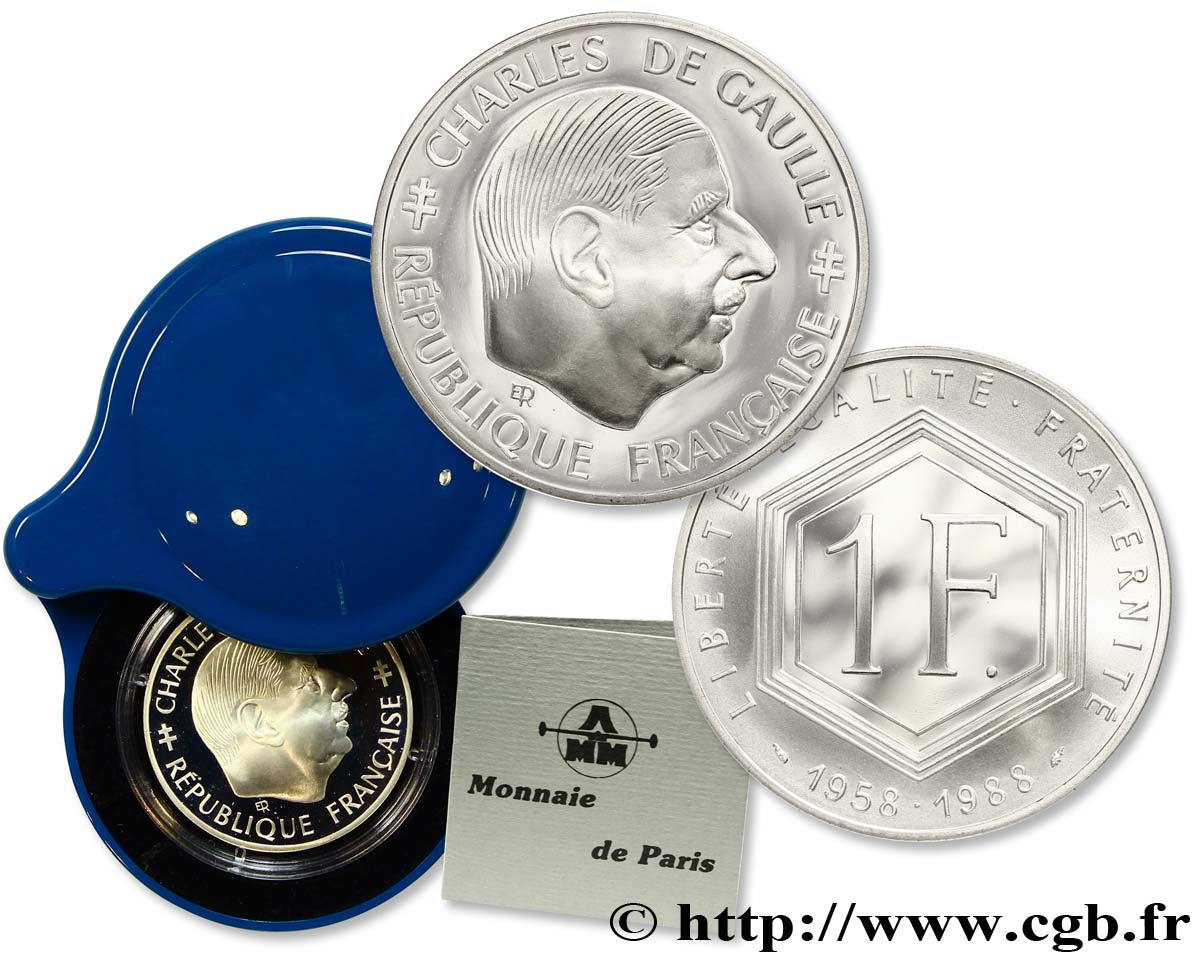Belle Épreuve 1 franc De Gaulle  1988 Paris F.1000 2 FDC70 