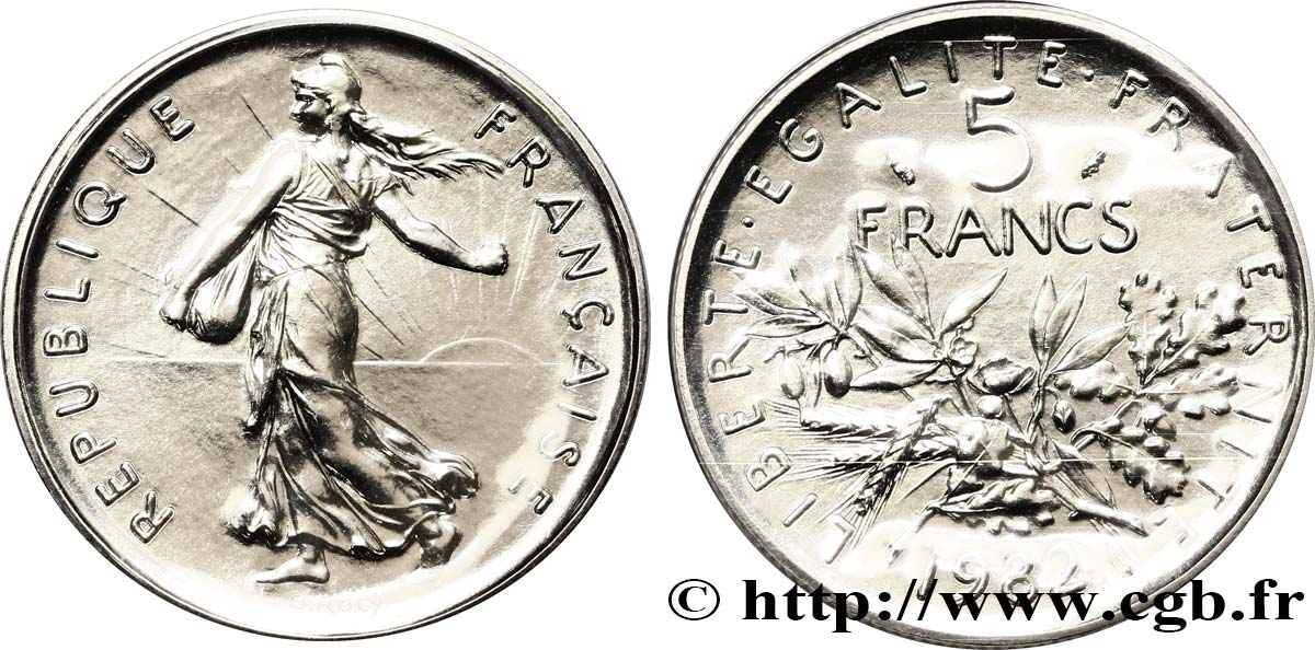 5 francs Semeuse, nickel 1982 Pessac F.341/14 ST70 