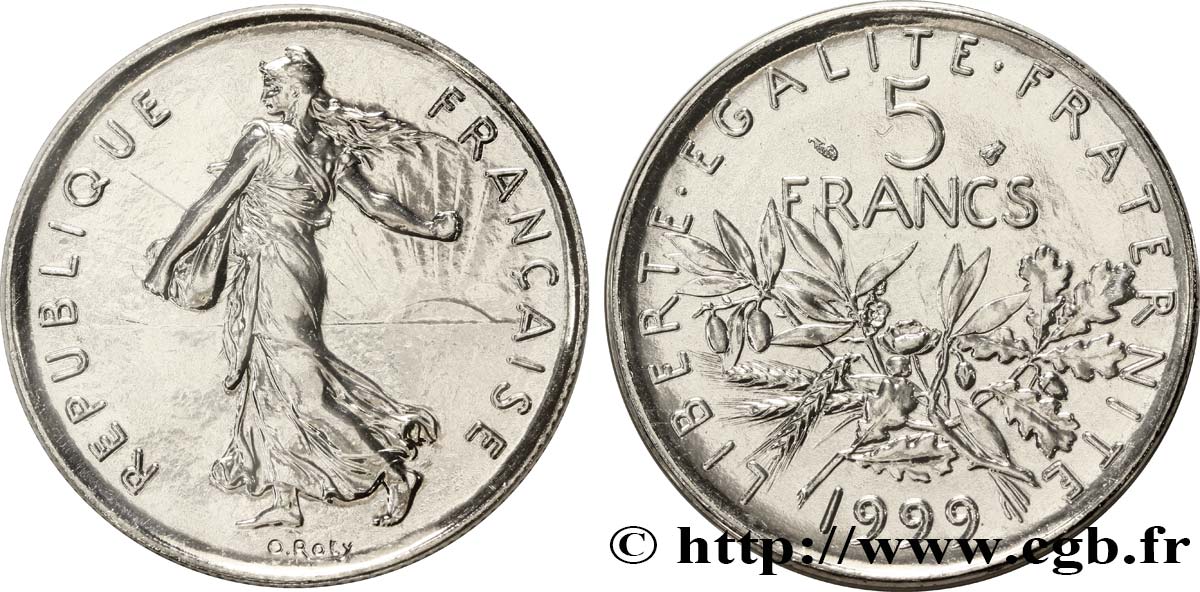 5 francs Semeuse, nickel, BU (Brillant Universel) 1999 Pessac F.341/35 FDC70 