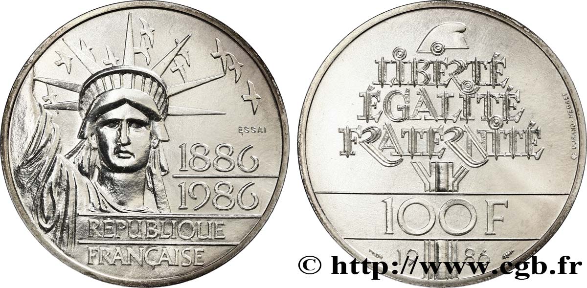 Essai de 100 francs Liberté (Statue de la) 1986 Pessac F.454/1 AU 