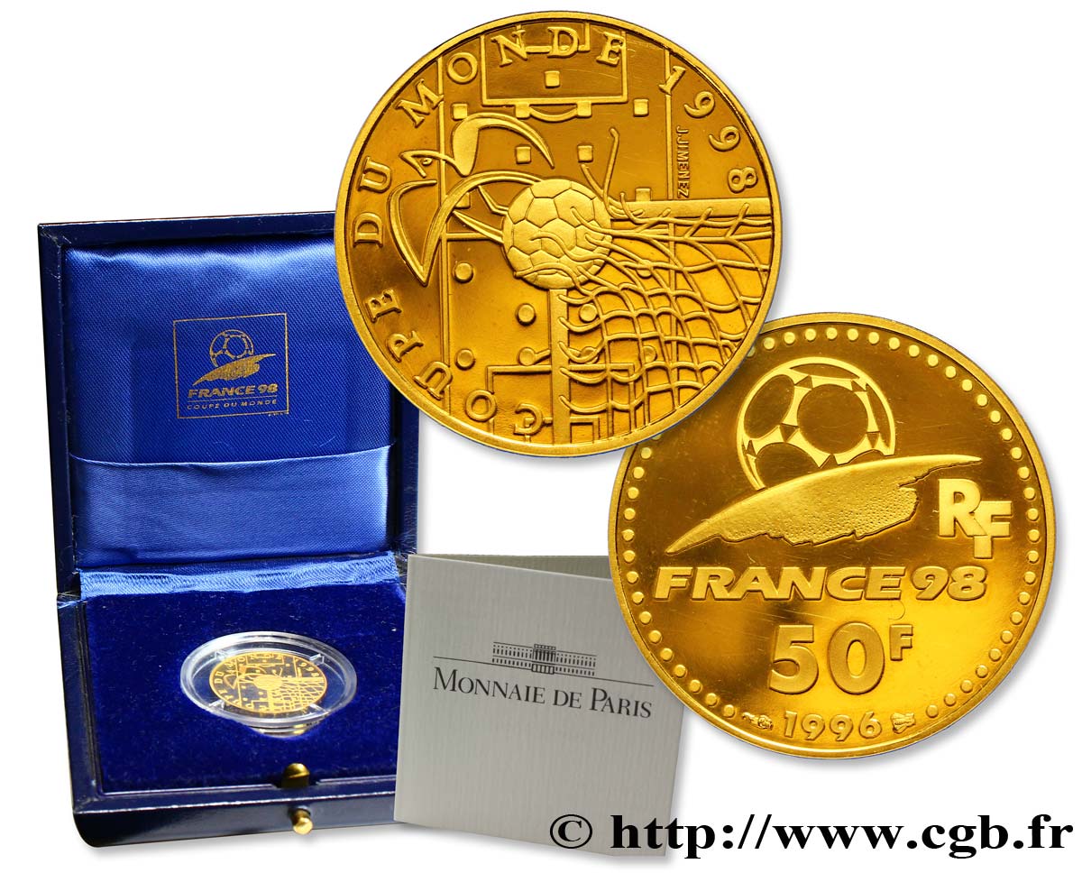 Belle Épreuve Or 50 francs - Idéal du football 1996 Paris F.1500 1 ST68 