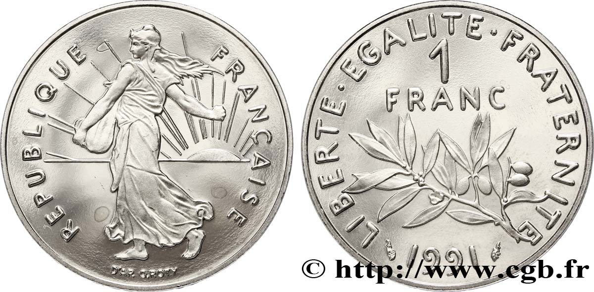 1 franc Semeuse, nickel, BE (Belle Épreuve) 1991 Pessac F.226/36 var. MS63 