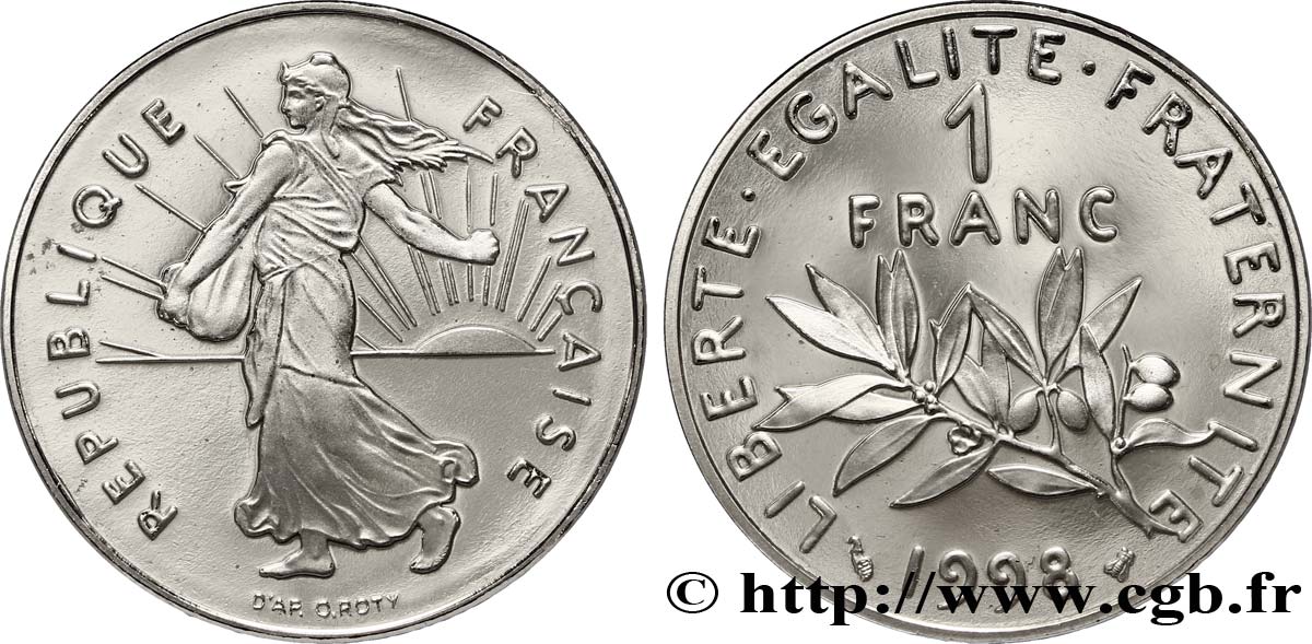 1 franc Semeuse, nickel, BE (Belle Épreuve) 1998 Pessac F.226/46 var. MS63 