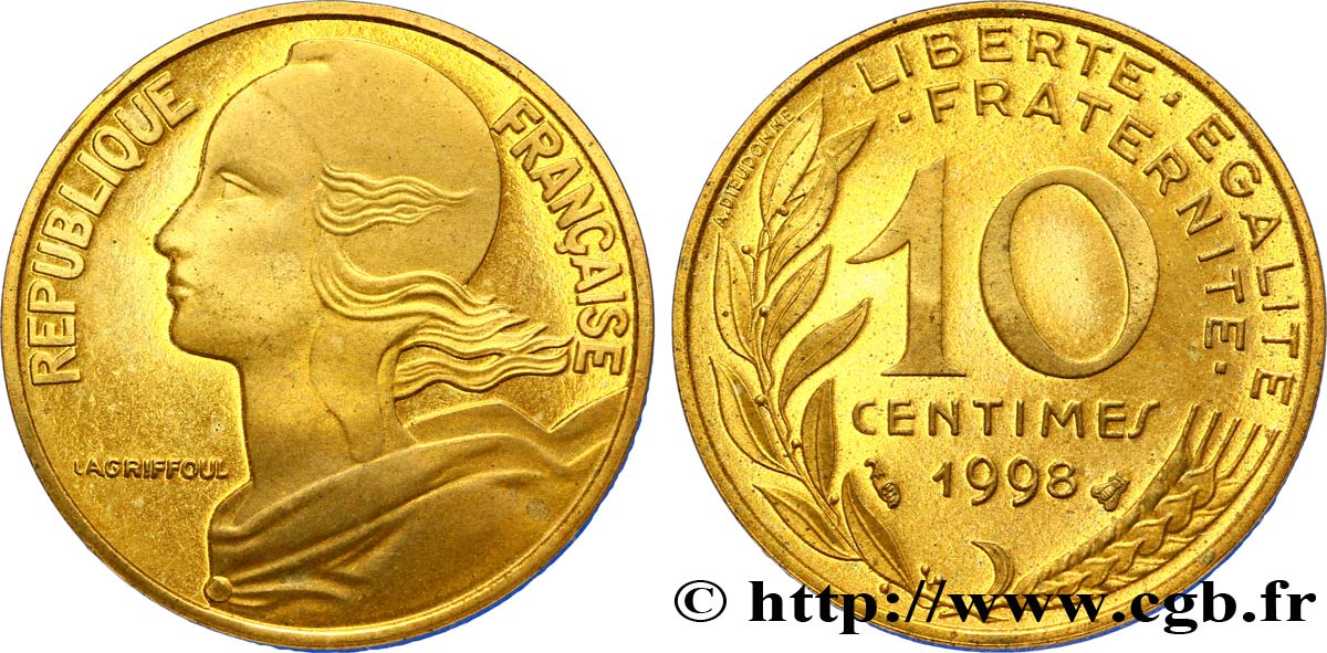 10 centimes Marianne, BE (Belle Épreuve) 1998 Pessac F.144/42 var. SPL63 