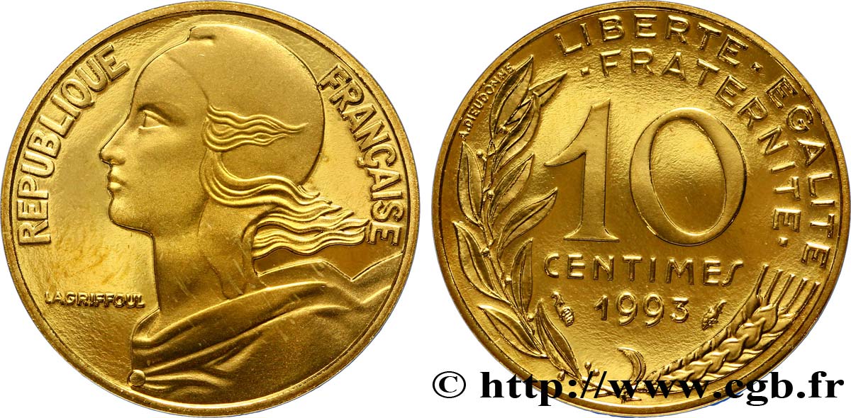 10 centimes Marianne, BE (Belle Épreuve) 1993 Pessac F.144/35 var. MS68 