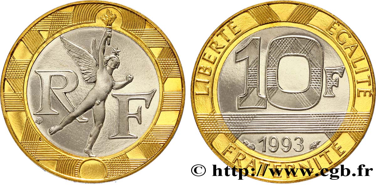 10 francs Génie de la Bastille, BE (Belle Épreuve) 1993 Pessac F.375/10 var. MS67 