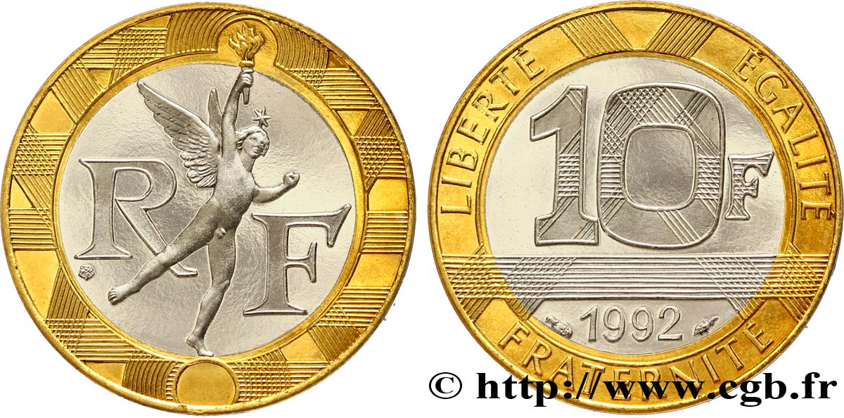 10 francs Génie de la Bastille, BE (Belle Épreuve) 1992 Pessac F.375/8 var. FDC68 