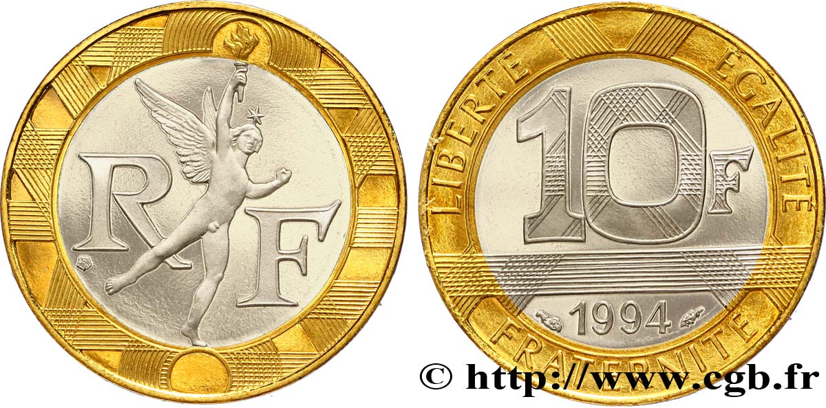 10 francs Génie de la Bastille, BE (Belle Épreuve) 1994 Pessac F.375/11 var. ST68 