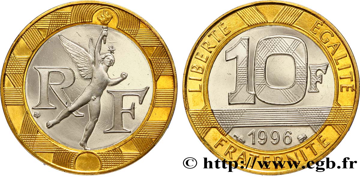 10 francs Génie de la Bastille, BE (Belle Épreuve) 1996 Pessac F.375/13 var. ST68 