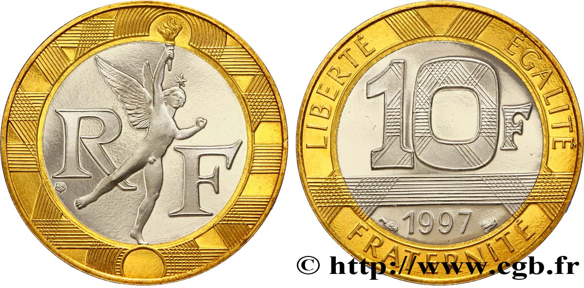 10 francs Génie de la Bastille, BE (Belle Épreuve) 1997 Pessac F.375/14 var. MS67 