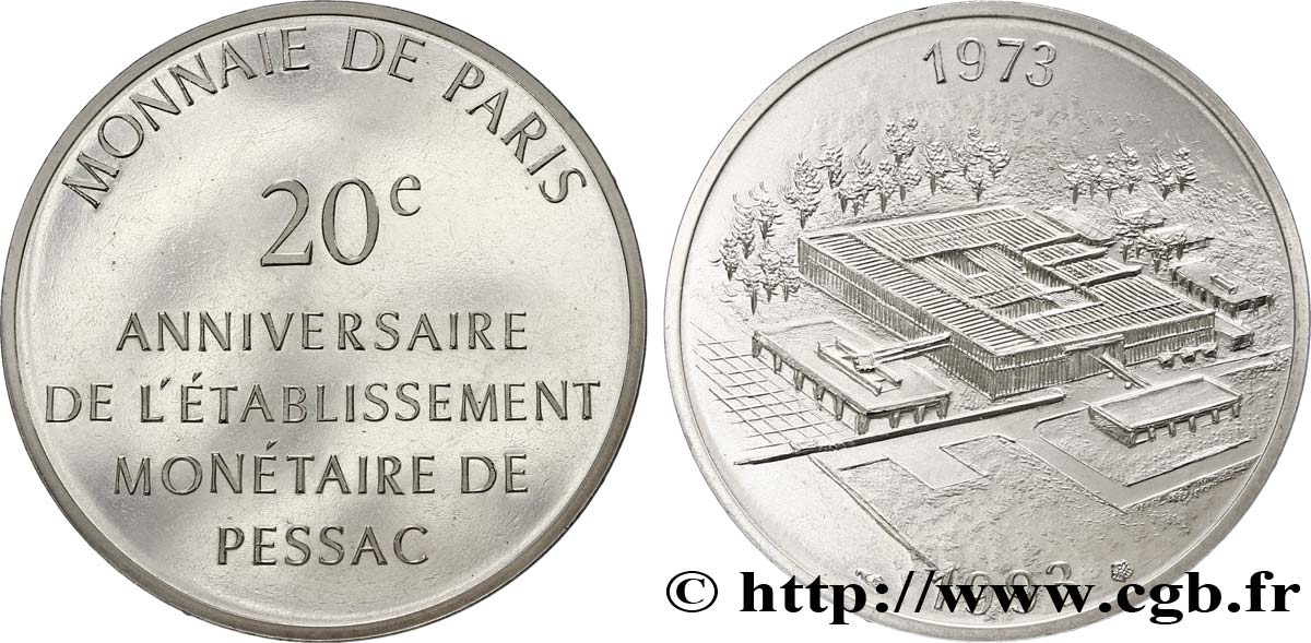 Module de 100 francs - 20e anniversaire de l’établissement monétaire de Pessac 1993 Pessac F.  MS63 