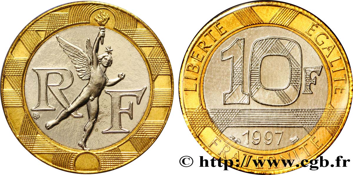 10 francs Génie de la Bastille, BU (Brillant Universel) 1997 Pessac F.375/14 FDC68 