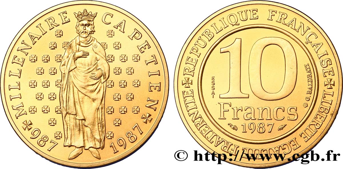 Essai de 10 francs Millénaire Capétien 1987 Pessac F.371/1 FDC68 