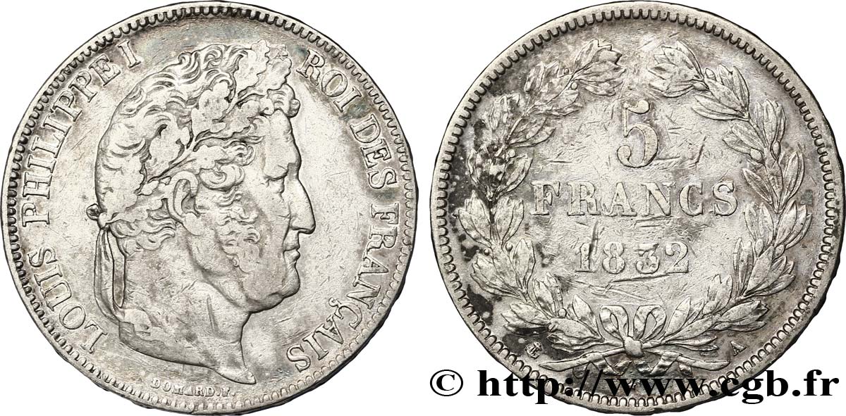 5 francs IIe type Domard 1832 Paris F.324/1 S35 