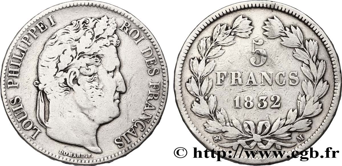 5 francs IIe type Domard 1832 Toulouse F.324/9 S25 