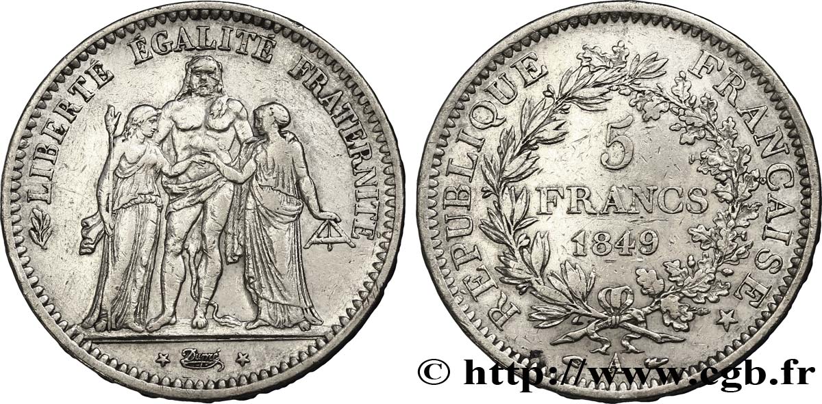 5 francs Hercule, IIe République 1849 Paris F.326/5 TB35 