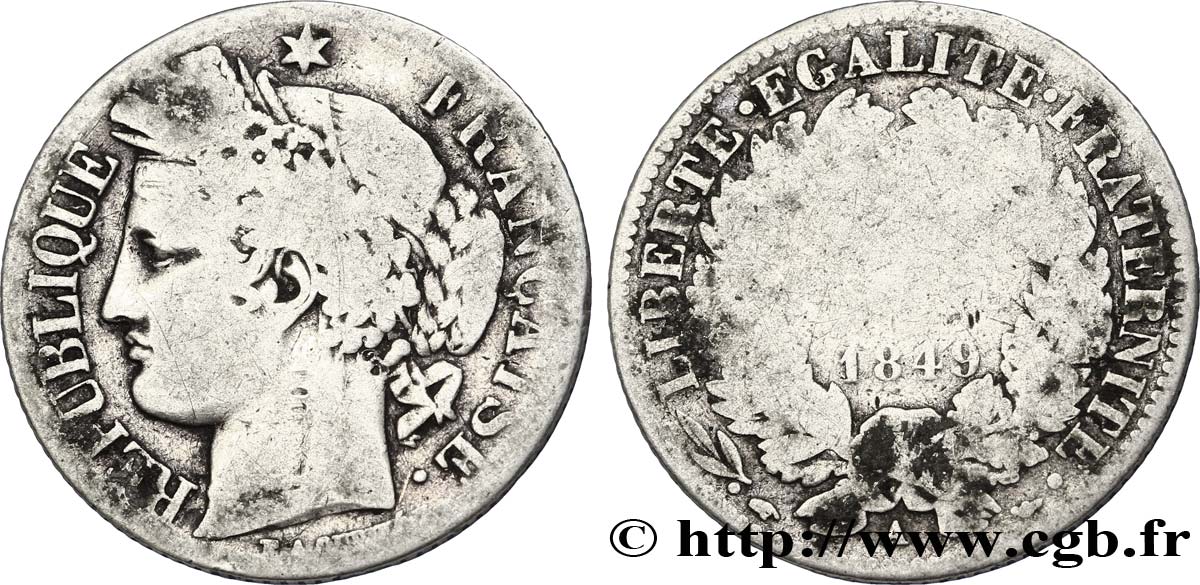 1 franc Cérès, IIe République 1849 Paris F.211/1 SGE8 