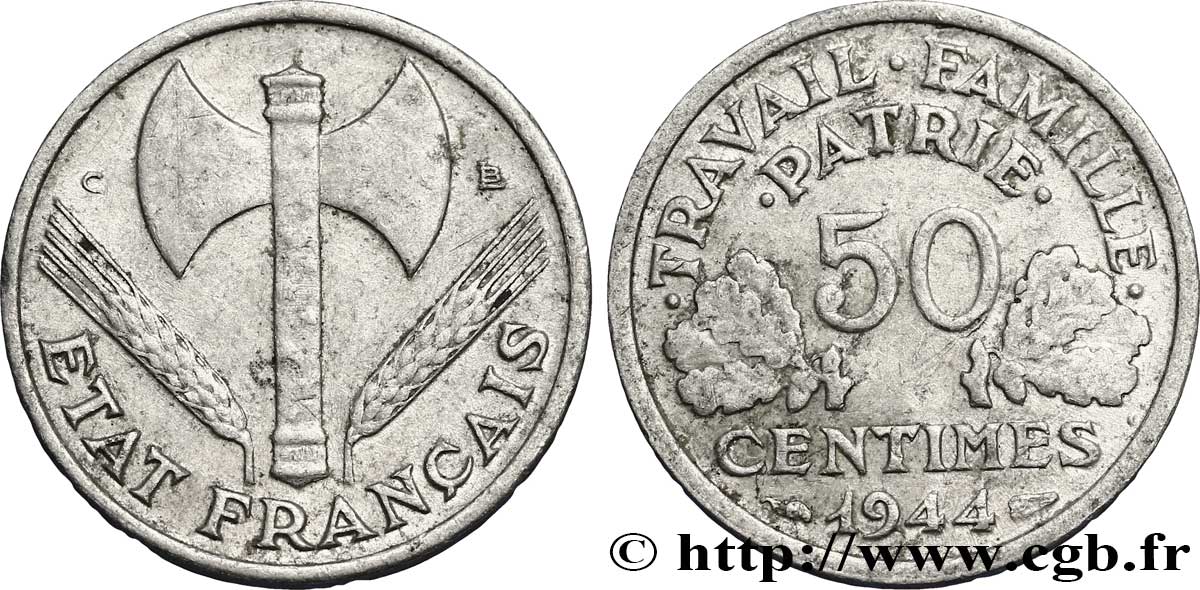 50 centimes Francisque, légère 1944  F.196/4 SS48 