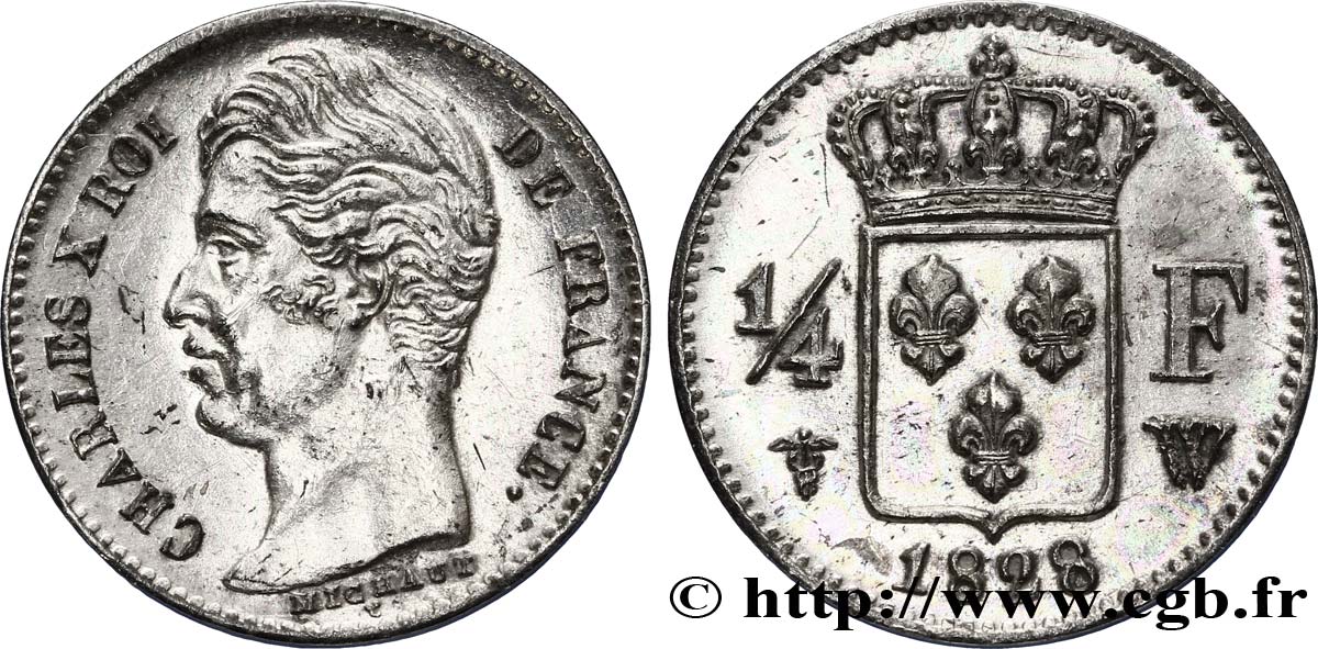 1/4 franc Charles X 1828 Lille F.164/28 AU 