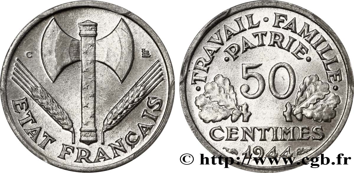 50 centimes Francisque, légère 1944 Castelsarrasin F.196/6 SC64 
