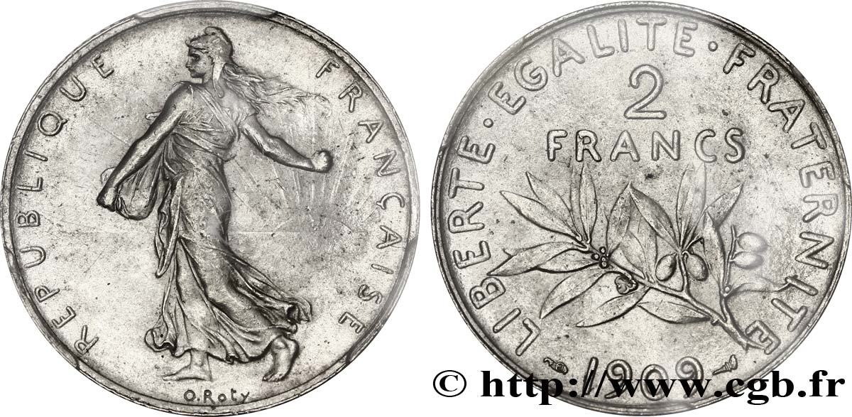 2 francs Semeuse 1909  F.266/11 SC63 PCGS