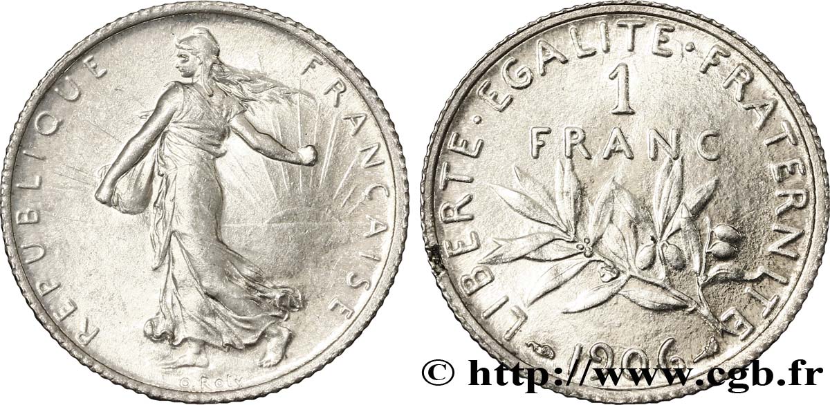 1 franc Semeuse 1906 Paris F.217/11 SUP60 