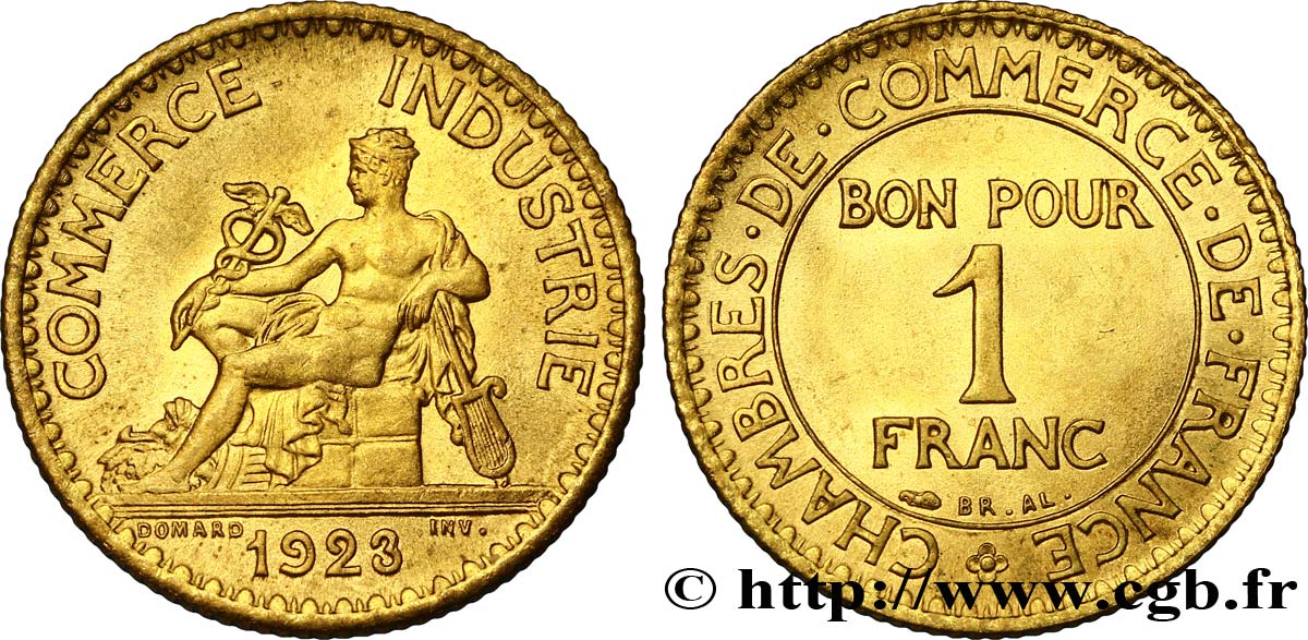 1 franc Chambres de Commerce 1923 Paris F.218/5 MS63 