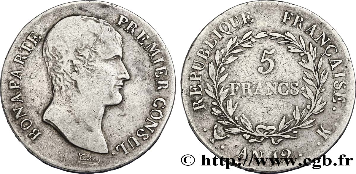 5 francs Bonaparte Premier Consul 1804 Bordeaux F.301/17 VF22 