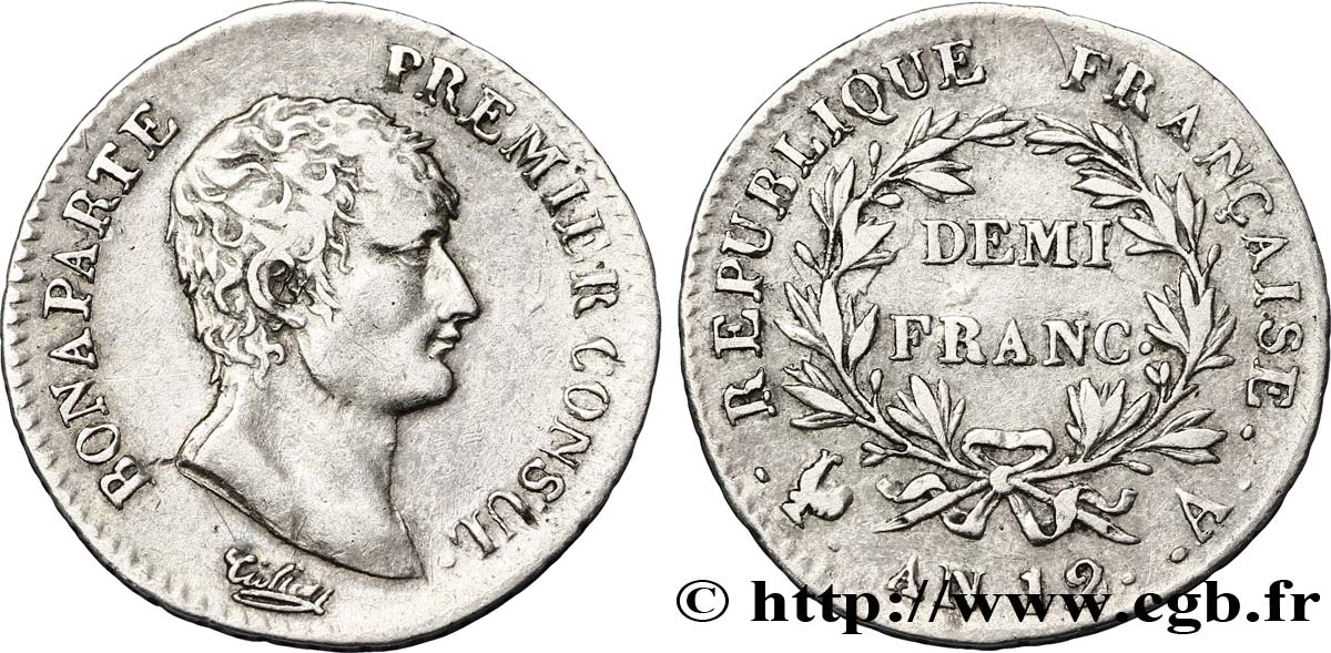 Demi-franc Bonaparte Premier Consul 1804 Paris F.173/2 BB48 