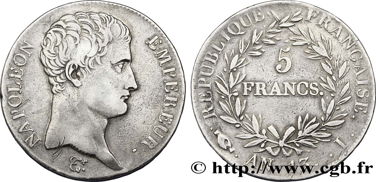 5 francs Napoléon Empereur, Calendrier révolutionnaire 1805 Limoges F.303/9 BB48 